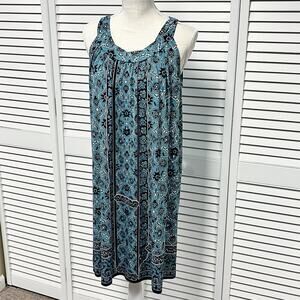 Max Studio Teal & Black Paisley Shift Dress